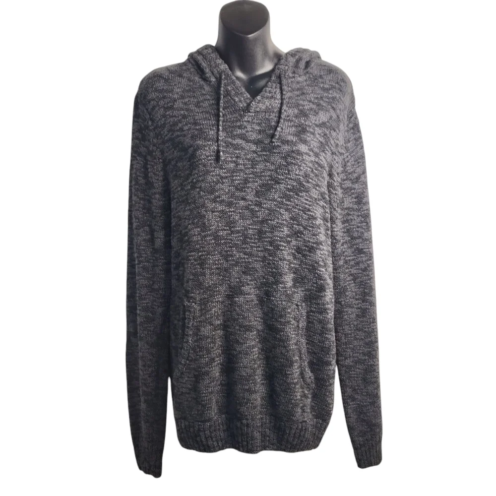 Commerce Men's Black Gray Hooded Longsleeve Sweater Size Small NWT